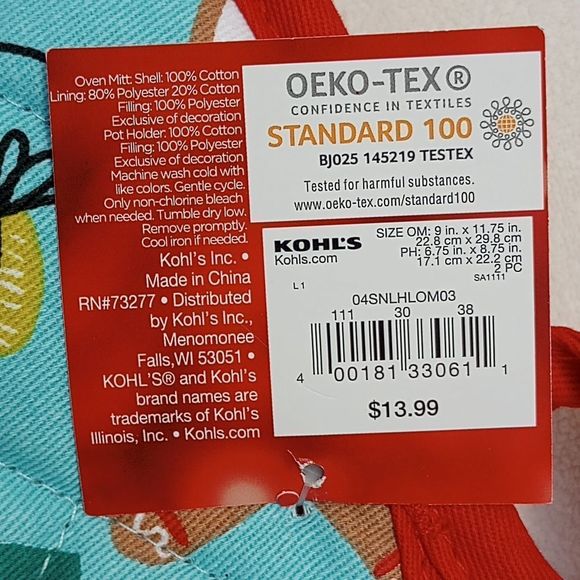 NWT Kohl's Holiday Set of Kitchen Towels, Bath Towel, Oven Mitt and Pot Holder - Picture 9 of 9